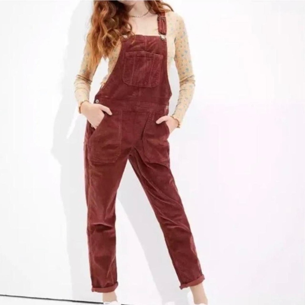 American Eagle Outfitters Women's Brown Corduroy Overalls